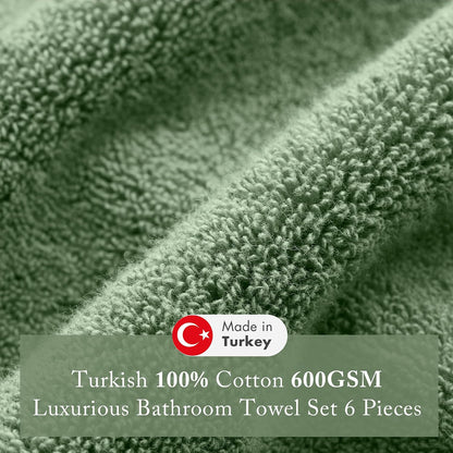 100% Turkish Cotton 600 GSM Bath Towel Set, 6 Piece, Purple