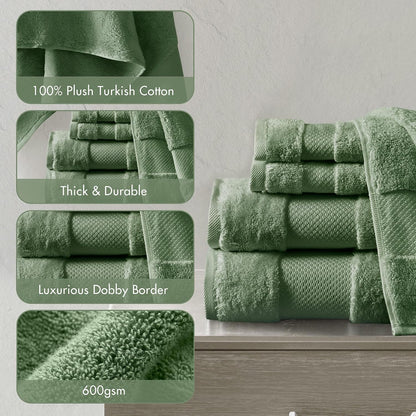 100% Turkish Cotton 600 GSM Bath Towel Set, 6 Piece, Purple