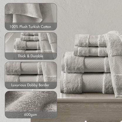 100% Turkish Cotton 600 GSM Bath Towel Set, 6 Piece, Purple