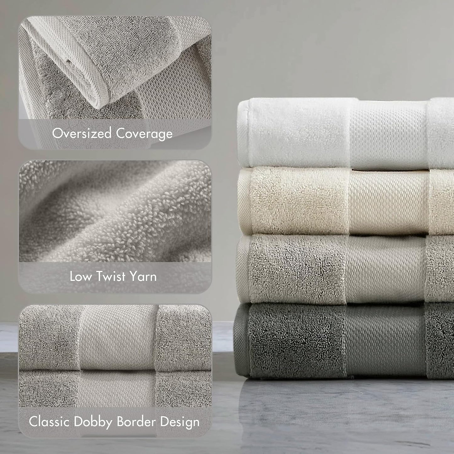 100% Turkish Cotton 600 GSM Bath Towel Set, 6 Piece, Purple