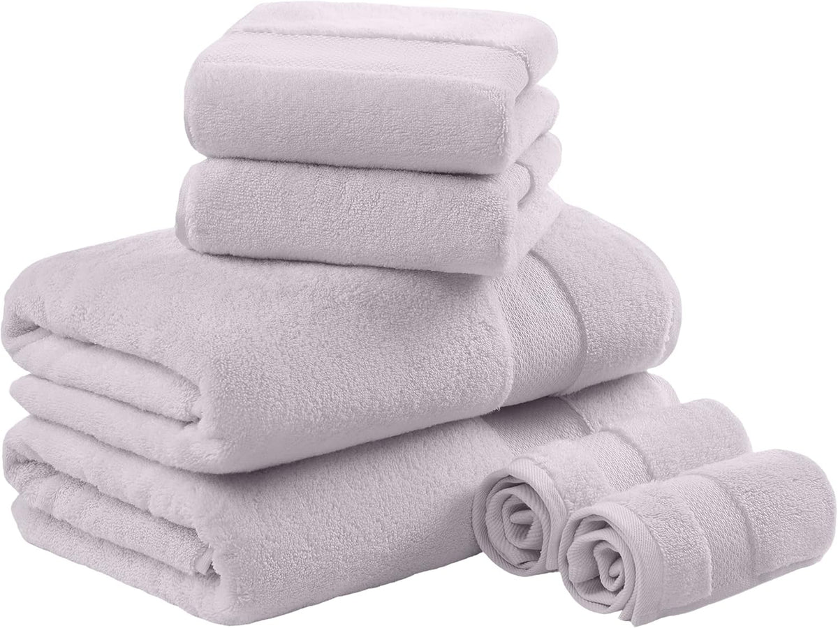 100% Turkish Cotton 600 GSM Bath Towel Set, 6 Piece, Purple