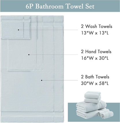 100% Turkish Cotton 600 GSM Bath Towel Set, 6 Piece, Purple
