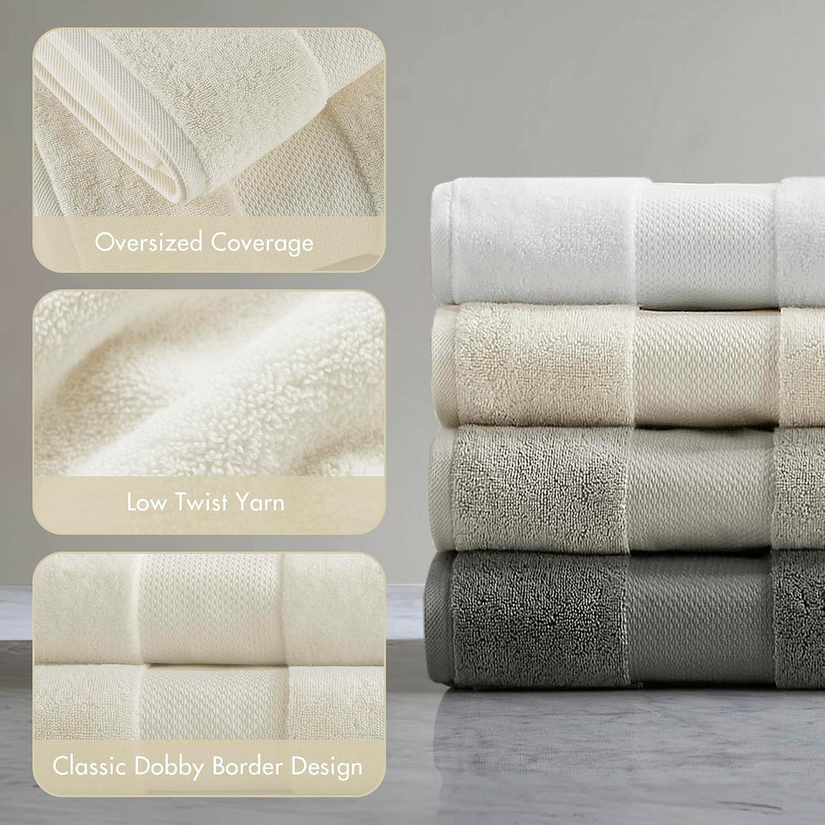 100% Turkish Cotton 600 GSM Bath Towel Set, 6 Piece, Purple