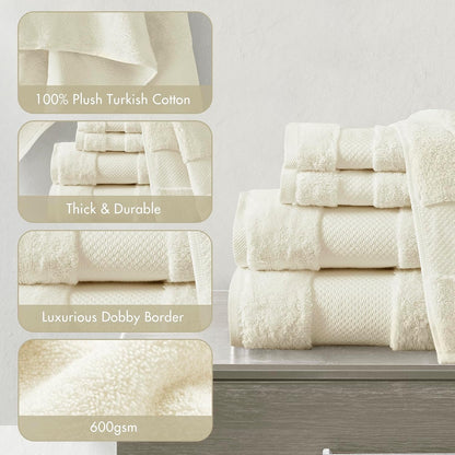 100% Turkish Cotton 600 GSM Bath Towel Set, 6 Piece, Purple