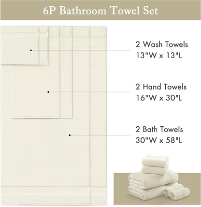 100% Turkish Cotton 600 GSM Bath Towel Set, 6 Piece, Purple