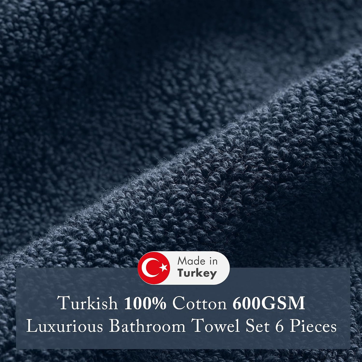 100% Turkish Cotton 600 GSM Bath Towel Set, 6 Piece, Purple
