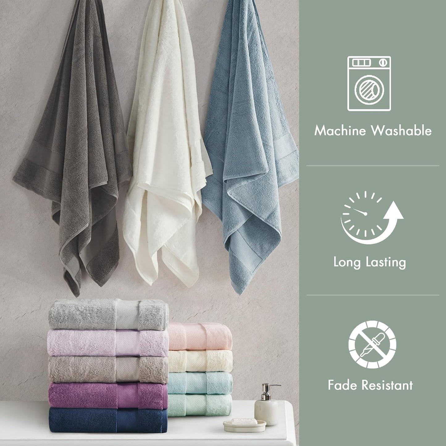 100% Turkish Cotton 600 GSM Bath Towel Set, 6 Piece, Purple
