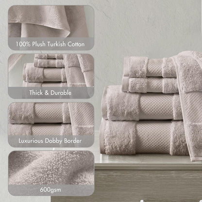 100% Turkish Cotton 600 GSM Bath Towel Set, 6 Piece, Purple