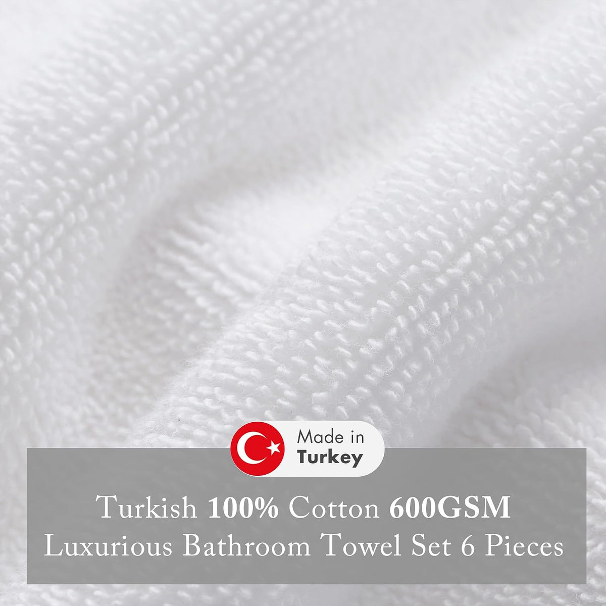 100% Turkish Cotton 600 GSM Bath Towel Set, 6 Piece, Purple