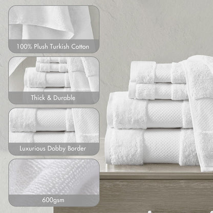 100% Turkish Cotton 600 GSM Bath Towel Set, 6 Piece, Purple