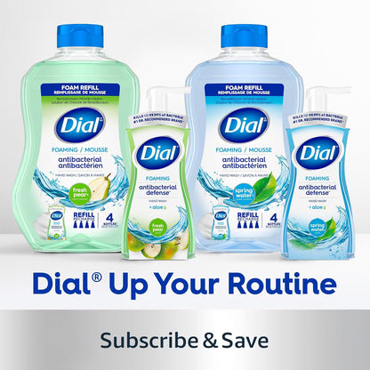 Dial Antibacterial Defense Foaming Hand Soap + Aloe, Spring Water Scent, 30 Fl Oz Hand Soap Refill (4 Pack), Dermatologist-Tested, Gentle on Skin