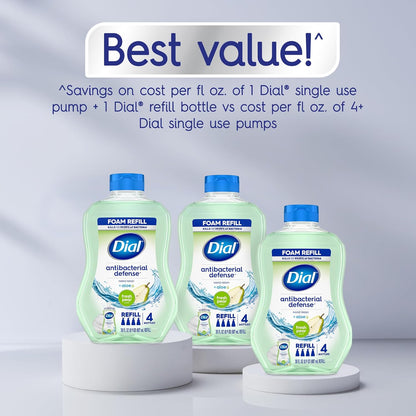 Dial Antibacterial Defense Foaming Hand Soap + Aloe, Spring Water Scent, 30 Fl Oz Hand Soap Refill (4 Pack), Dermatologist-Tested, Gentle on Skin