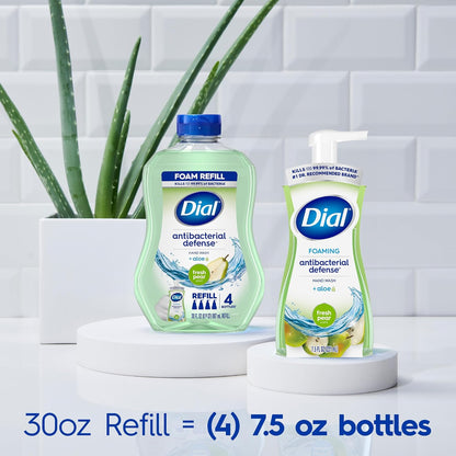 Dial Antibacterial Defense Foaming Hand Soap + Aloe, Spring Water Scent, 30 Fl Oz Hand Soap Refill (4 Pack), Dermatologist-Tested, Gentle on Skin