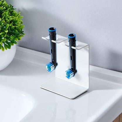 Electric Toothbrush Head Holder, Tooth Brushing Holder, Wall Mounted Toothbrush Holders Shower Bathroom, Self Adhesive or Desktop Tooth Brush Holder Organiser (White, Small)