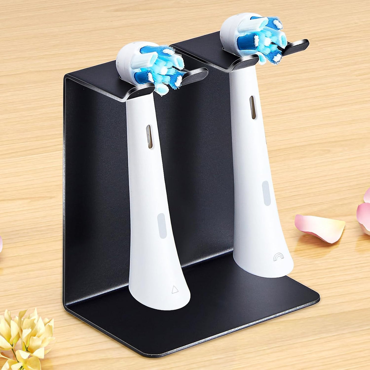 Electric Toothbrush Head Holder, Tooth Brushing Holder, Wall Mounted Toothbrush Holders Shower Bathroom, Self Adhesive or Desktop Tooth Brush Holder Organiser (White, Small)