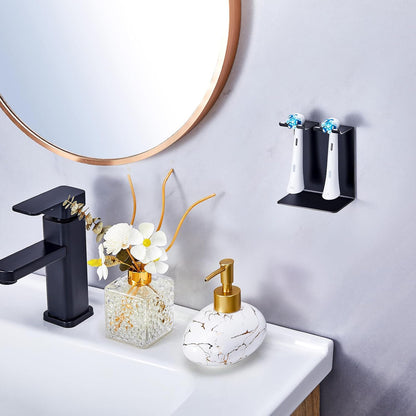 Electric Toothbrush Head Holder, Tooth Brushing Holder, Wall Mounted Toothbrush Holders Shower Bathroom, Self Adhesive or Desktop Tooth Brush Holder Organiser (White, Small)