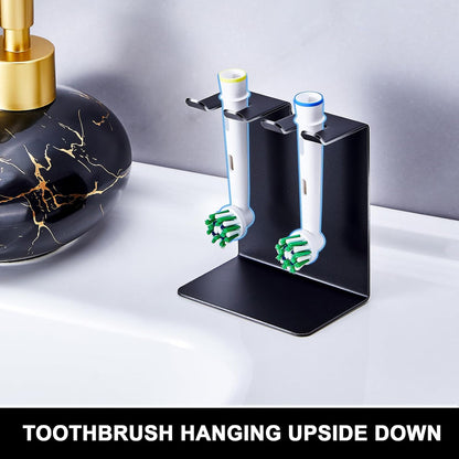 Electric Toothbrush Head Holder, Tooth Brushing Holder, Wall Mounted Toothbrush Holders Shower Bathroom, Self Adhesive or Desktop Tooth Brush Holder Organiser (White, Small)