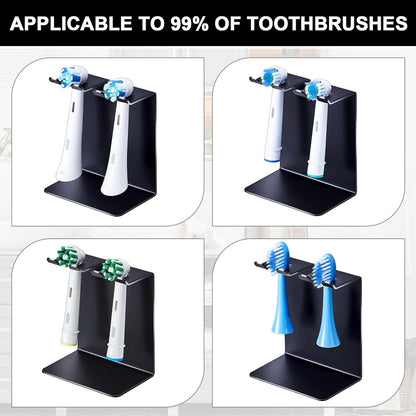 Electric Toothbrush Head Holder, Tooth Brushing Holder, Wall Mounted Toothbrush Holders Shower Bathroom, Self Adhesive or Desktop Tooth Brush Holder Organiser (White, Small)
