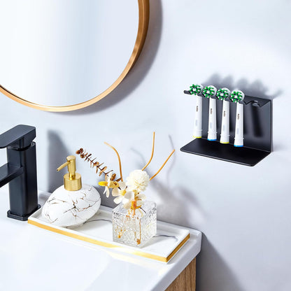 Electric Toothbrush Head Holder, Tooth Brushing Holder, Wall Mounted Toothbrush Holders Shower Bathroom, Self Adhesive or Desktop Tooth Brush Holder Organiser (White, Small)