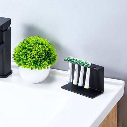Electric Toothbrush Head Holder, Tooth Brushing Holder, Wall Mounted Toothbrush Holders Shower Bathroom, Self Adhesive or Desktop Tooth Brush Holder Organiser (White, Small)