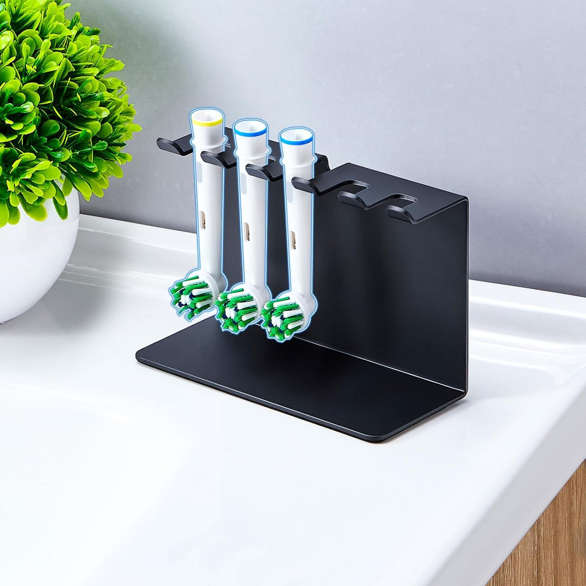 Electric Toothbrush Head Holder, Tooth Brushing Holder, Wall Mounted Toothbrush Holders Shower Bathroom, Self Adhesive or Desktop Tooth Brush Holder Organiser (White, Small)