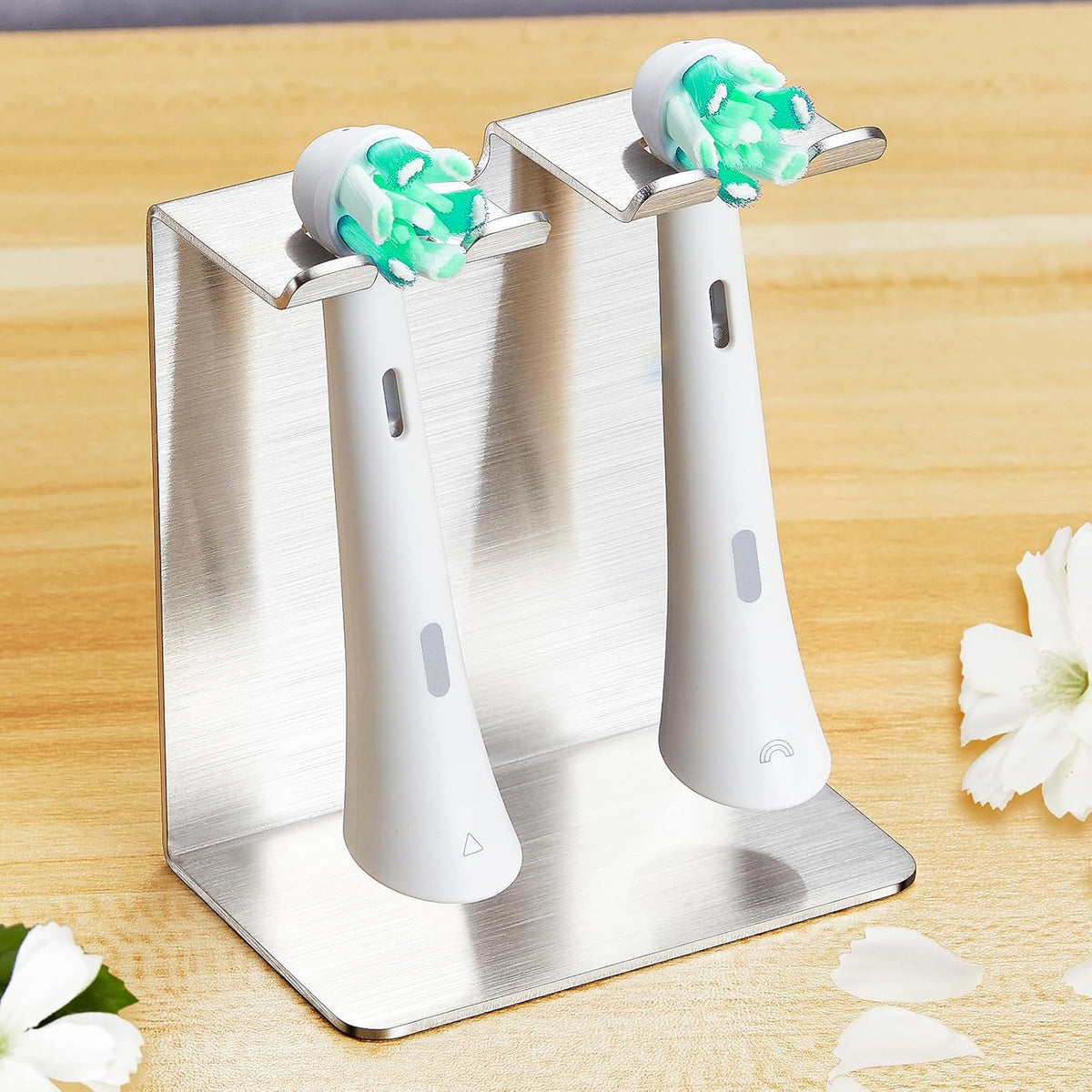 Electric Toothbrush Head Holder, Tooth Brushing Holder, Wall Mounted Toothbrush Holders Shower Bathroom, Self Adhesive or Desktop Tooth Brush Holder Organiser (White, Small)