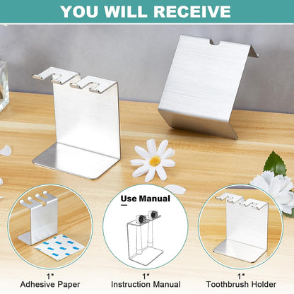 Electric Toothbrush Head Holder, Tooth Brushing Holder, Wall Mounted Toothbrush Holders Shower Bathroom, Self Adhesive or Desktop Tooth Brush Holder Organiser (White, Small)
