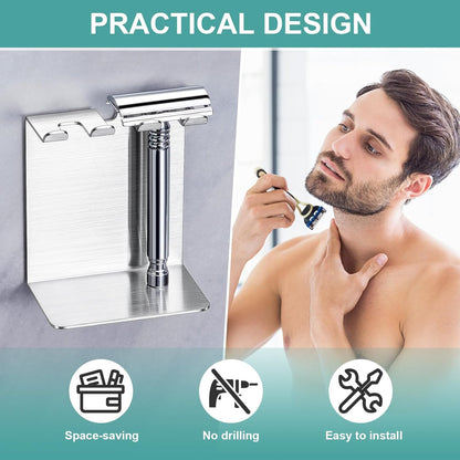 Electric Toothbrush Head Holder, Tooth Brushing Holder, Wall Mounted Toothbrush Holders Shower Bathroom, Self Adhesive or Desktop Tooth Brush Holder Organiser (White, Small)