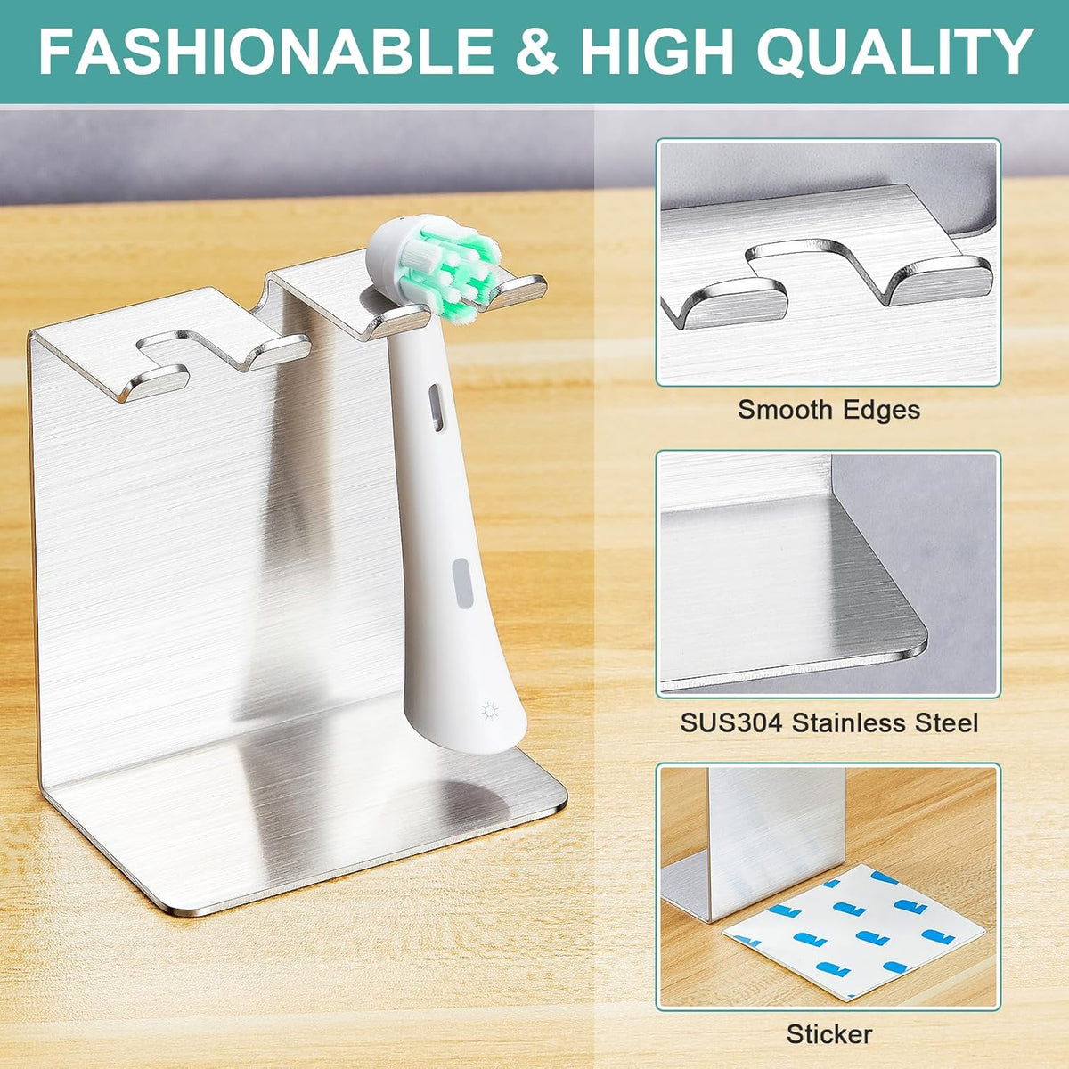 Electric Toothbrush Head Holder, Tooth Brushing Holder, Wall Mounted Toothbrush Holders Shower Bathroom, Self Adhesive or Desktop Tooth Brush Holder Organiser (White, Small)