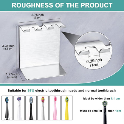 Electric Toothbrush Head Holder, Tooth Brushing Holder, Wall Mounted Toothbrush Holders Shower Bathroom, Self Adhesive or Desktop Tooth Brush Holder Organiser (White, Small)