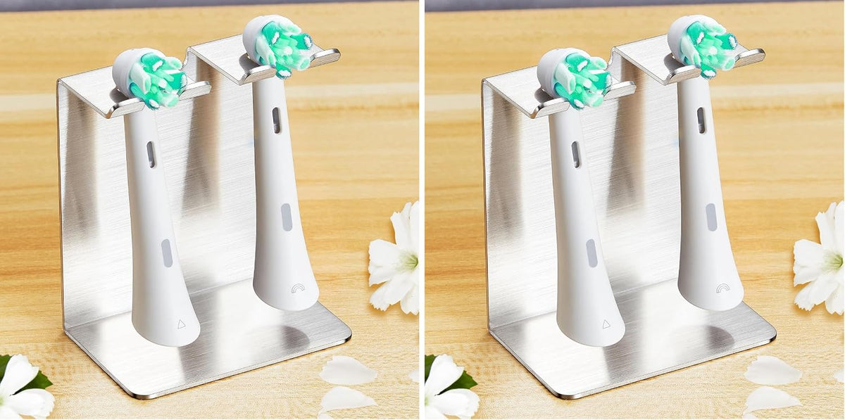 Electric Toothbrush Head Holder, Tooth Brushing Holder, Wall Mounted Toothbrush Holders Shower Bathroom, Self Adhesive or Desktop Tooth Brush Holder Organiser (White, Small)
