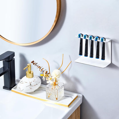Electric Toothbrush Head Holder, Tooth Brushing Holder, Wall Mounted Toothbrush Holders Shower Bathroom, Self Adhesive or Desktop Tooth Brush Holder Organiser (White, Small)