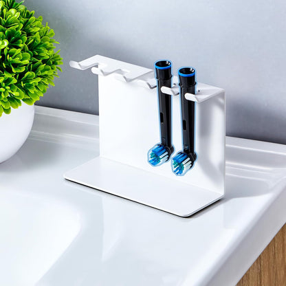 Electric Toothbrush Head Holder, Tooth Brushing Holder, Wall Mounted Toothbrush Holders Shower Bathroom, Self Adhesive or Desktop Tooth Brush Holder Organiser (White, Small)