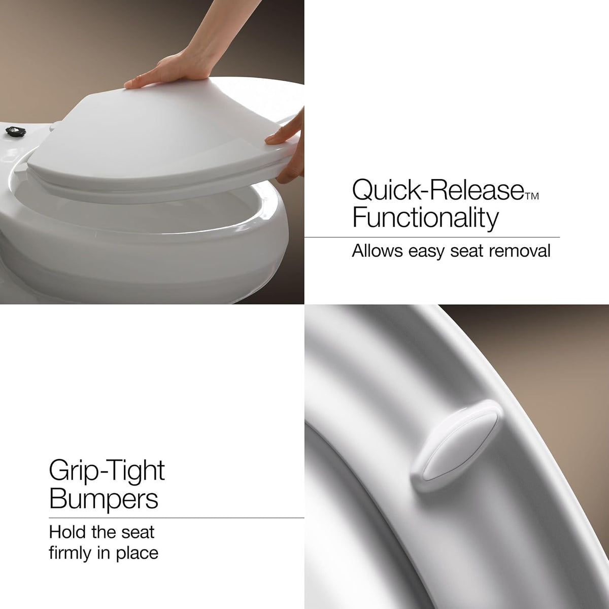 4734-RL-0 Rutledge ReadyLatch Soft Close Elongated Toilet Seat, Quiet-Close Lid Grip-Tight Bumpers, Installation Hardware, Home Essentials, White