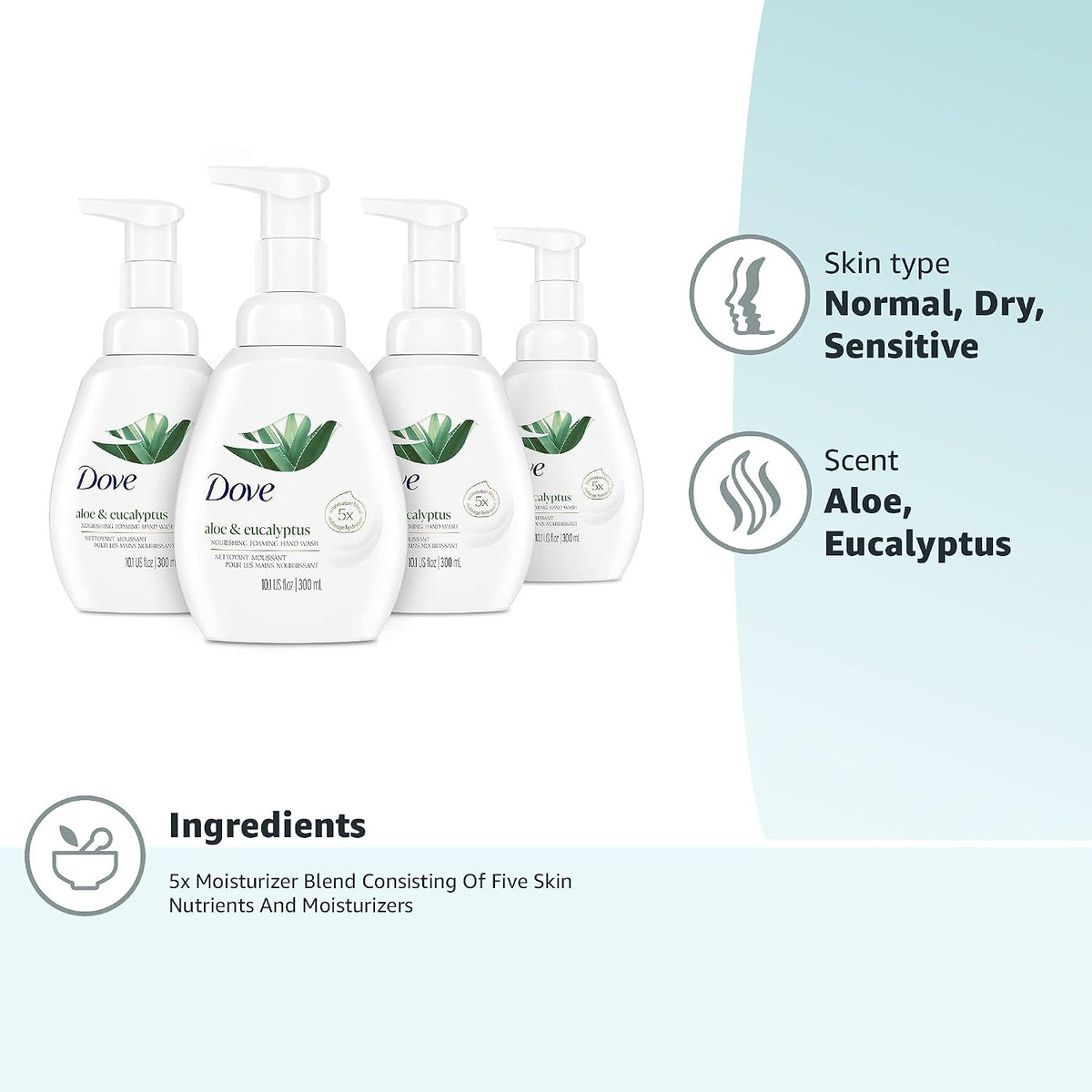 Foaming Hand Wash Aloe & Eucalyptus Protects Skin 4 Count 10.1 oz