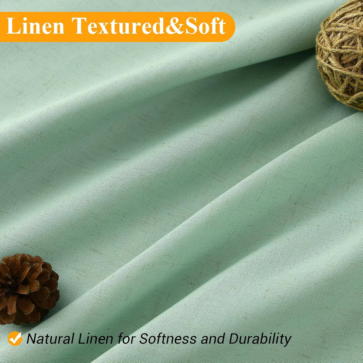 Linen Shower Curtain 72 Inch Long for Bathroom Beige 1 Panel - Colors B