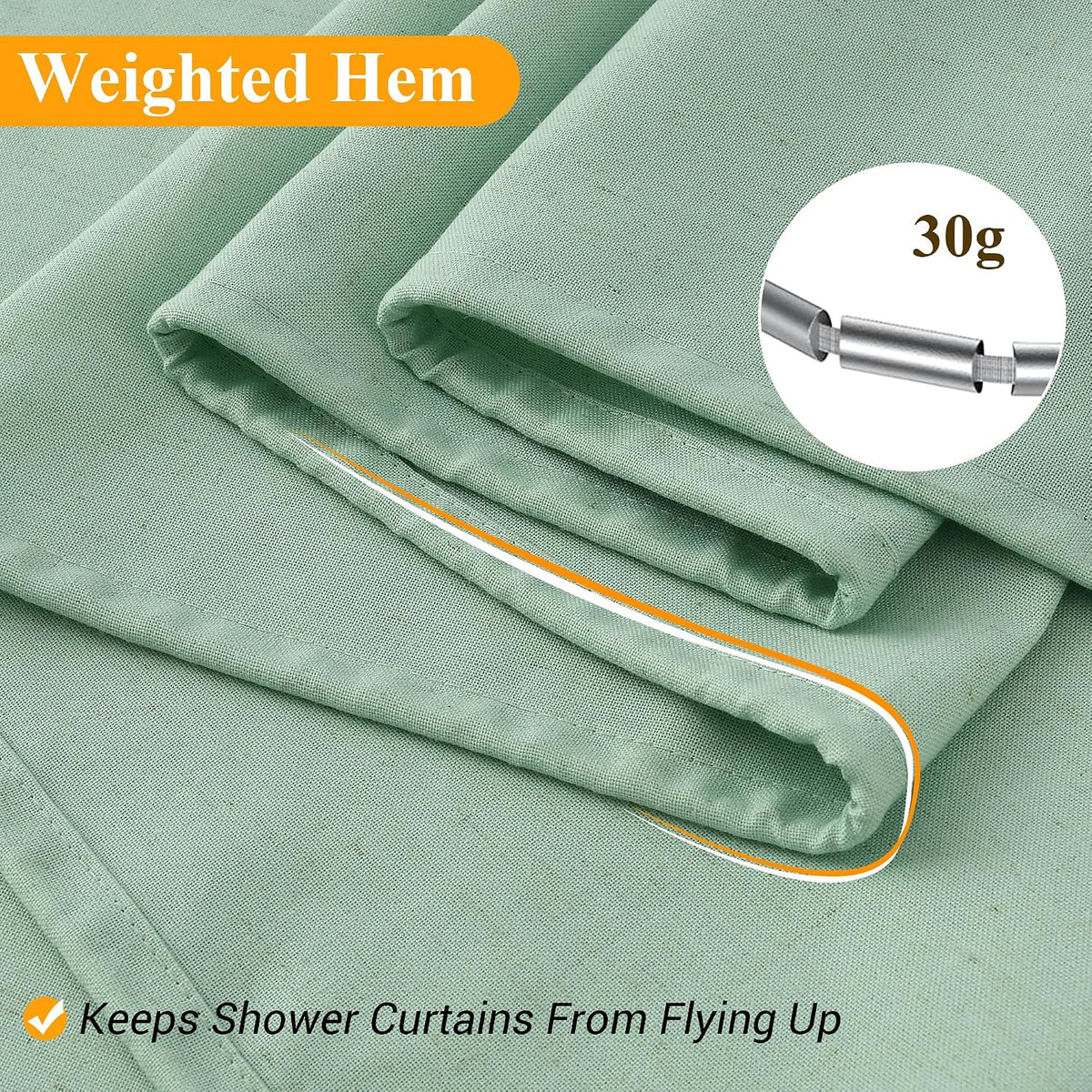 Linen Shower Curtain 72 Inch Long for Bathroom Beige 1 Panel - Colors B