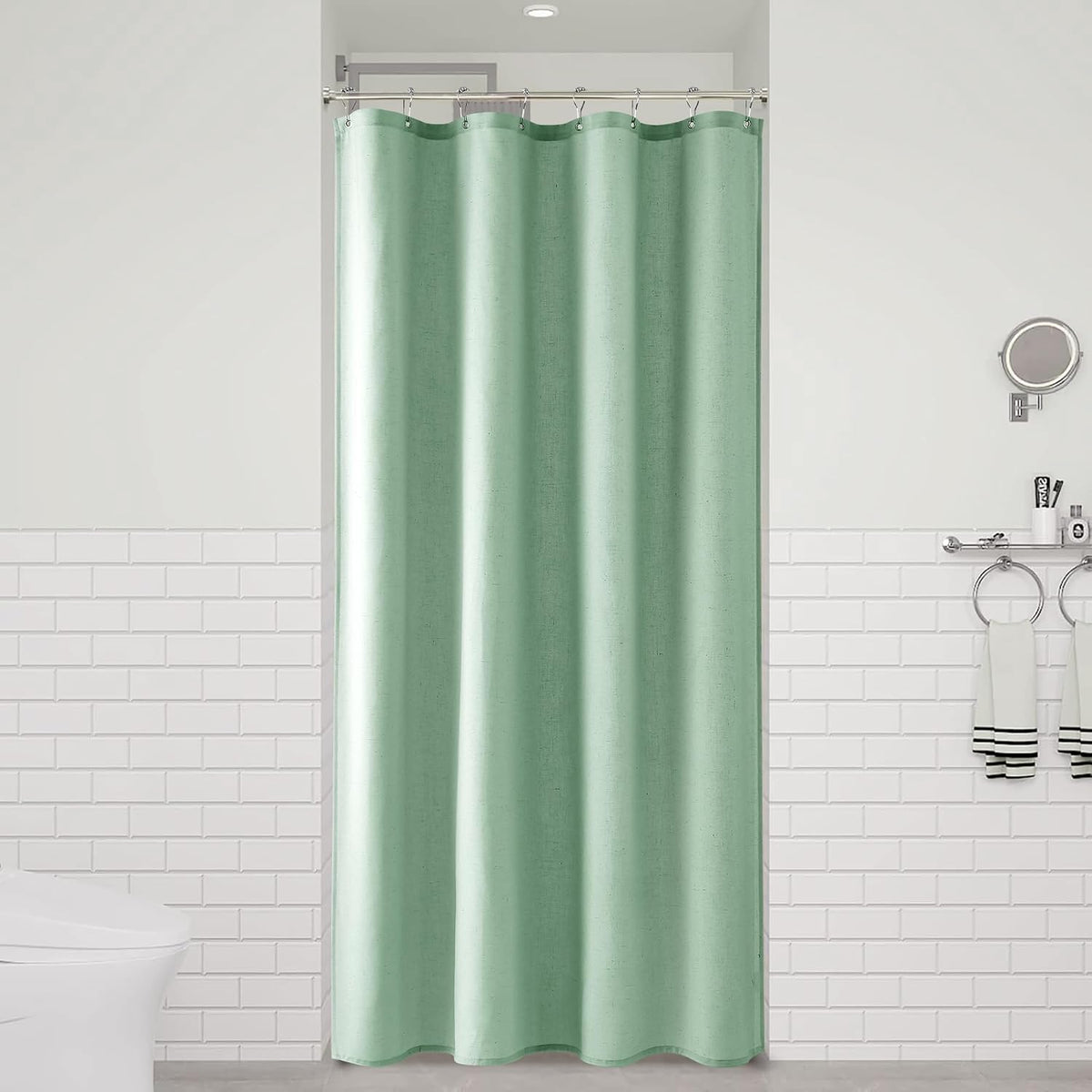 Linen Shower Curtain 72 Inch Long for Bathroom Beige 1 Panel - Colors B