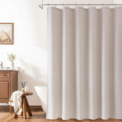 Linen Shower Curtain 72 Inch Long for Bathroom Beige 1 Panel - Colors B