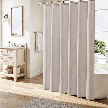 Linen Shower Curtain 72 Inch Long for Bathroom Beige 1 Panel - Colors B