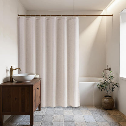 Linen Shower Curtain 72 Inch Long for Bathroom Beige 1 Panel - Colors B