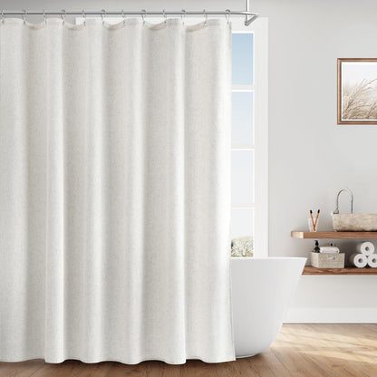 Linen Shower Curtain 72 Inch Long for Bathroom Beige 1 Panel - Colors B