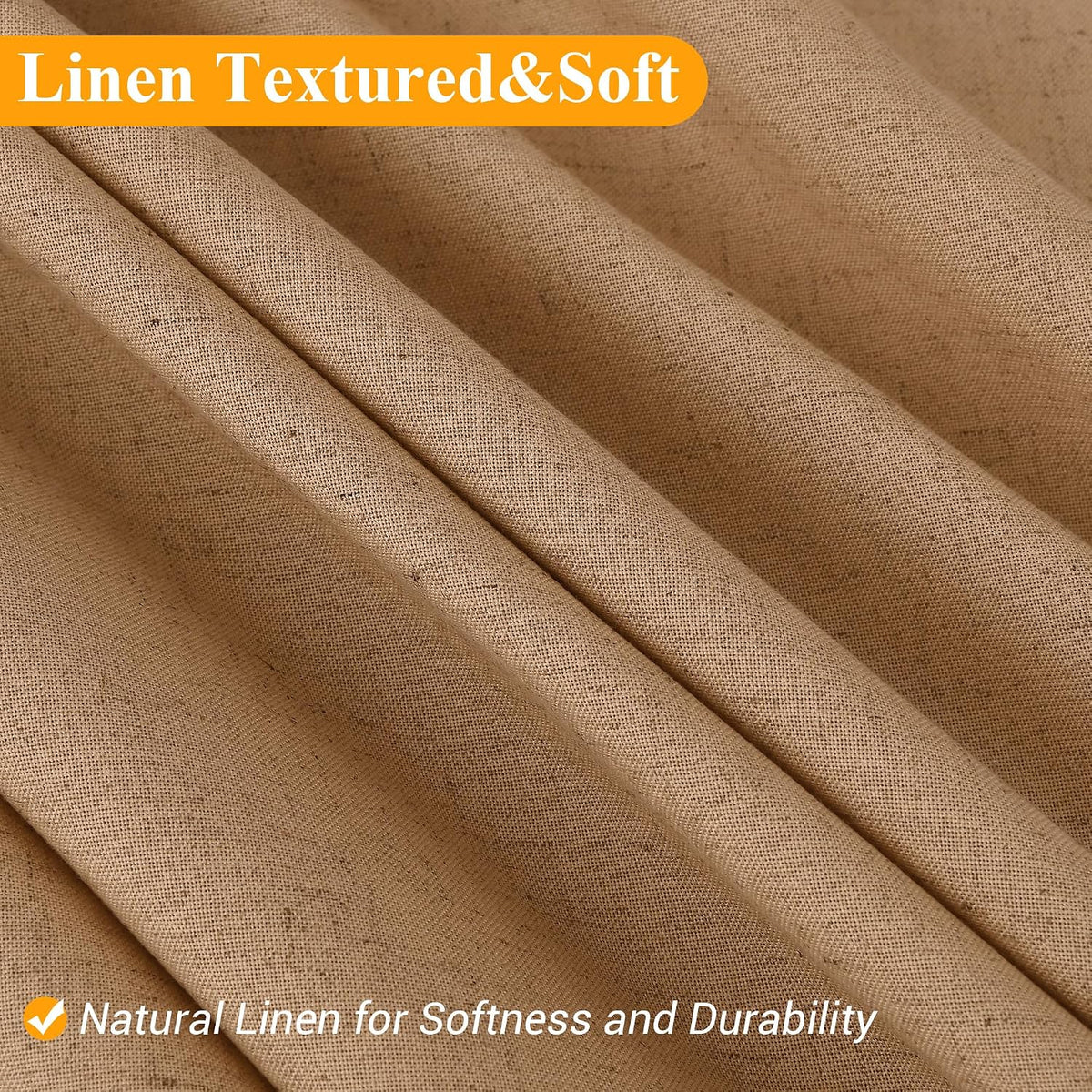 Linen Shower Curtain 72 Inch Long for Bathroom Beige 1 Panel - Colors B