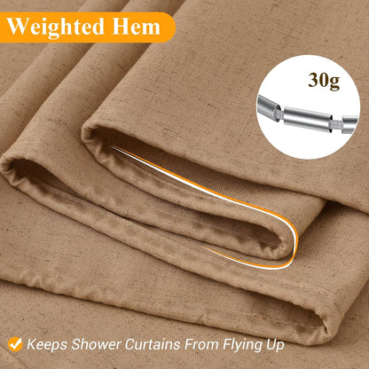 Linen Shower Curtain 72 Inch Long for Bathroom Beige 1 Panel - Colors B