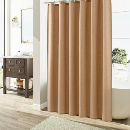 Linen Shower Curtain 72 Inch Long for Bathroom Beige 1 Panel - Colors B