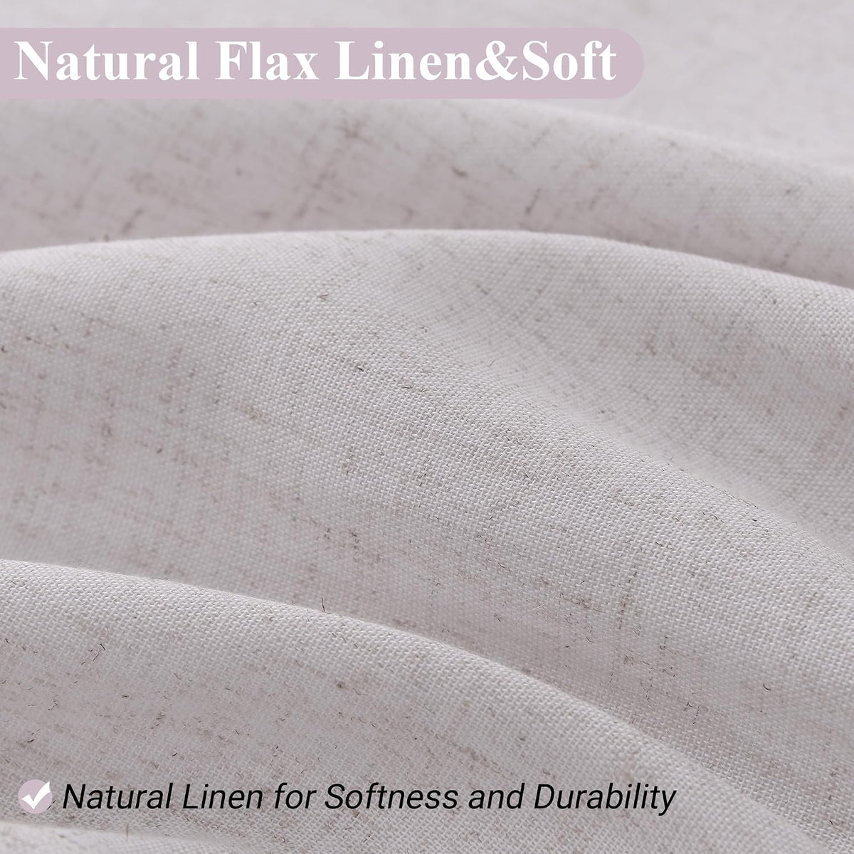 Linen Shower Curtain 72 Inch Long for Bathroom Beige 1 Panel - Colors B