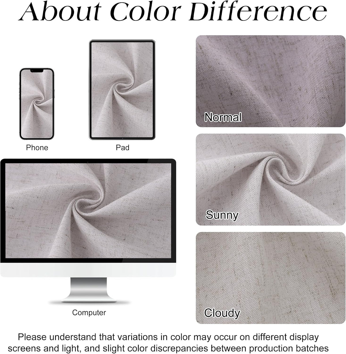 Linen Shower Curtain 72 Inch Long for Bathroom Beige 1 Panel - Colors B