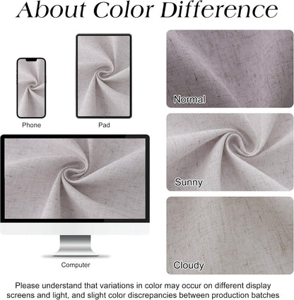 Linen Shower Curtain 72 Inch Long for Bathroom Beige 1 Panel - Colors B