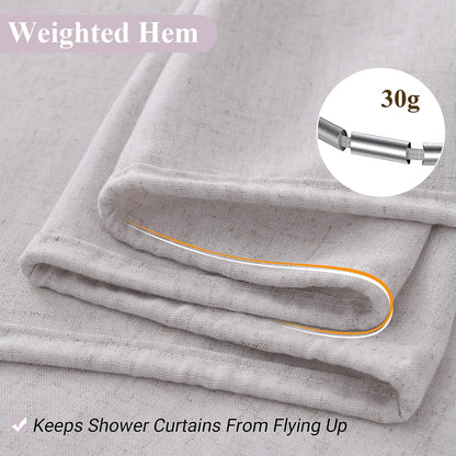 Linen Shower Curtain 72 Inch Long for Bathroom Beige 1 Panel - Colors B