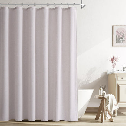 Linen Shower Curtain 72 Inch Long for Bathroom Beige 1 Panel - Colors B